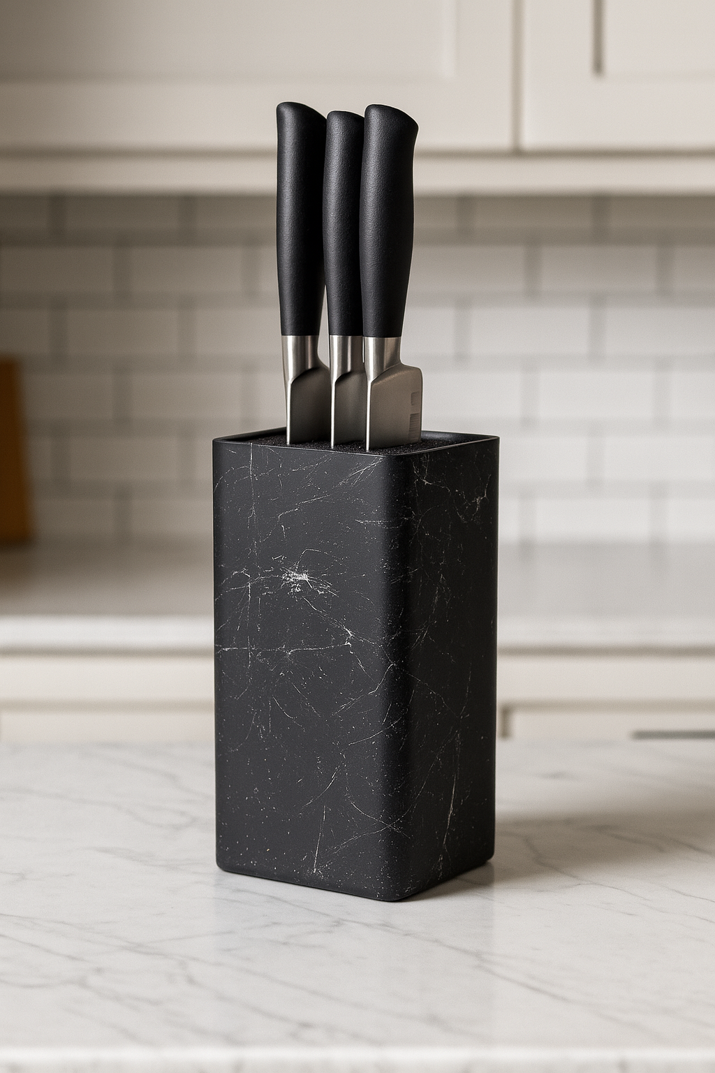 Plastics Knife Block Holder Free Inserting Kitchen Storage Stand Black White Chef Knife Rack With Bristles Table Organizer Tool