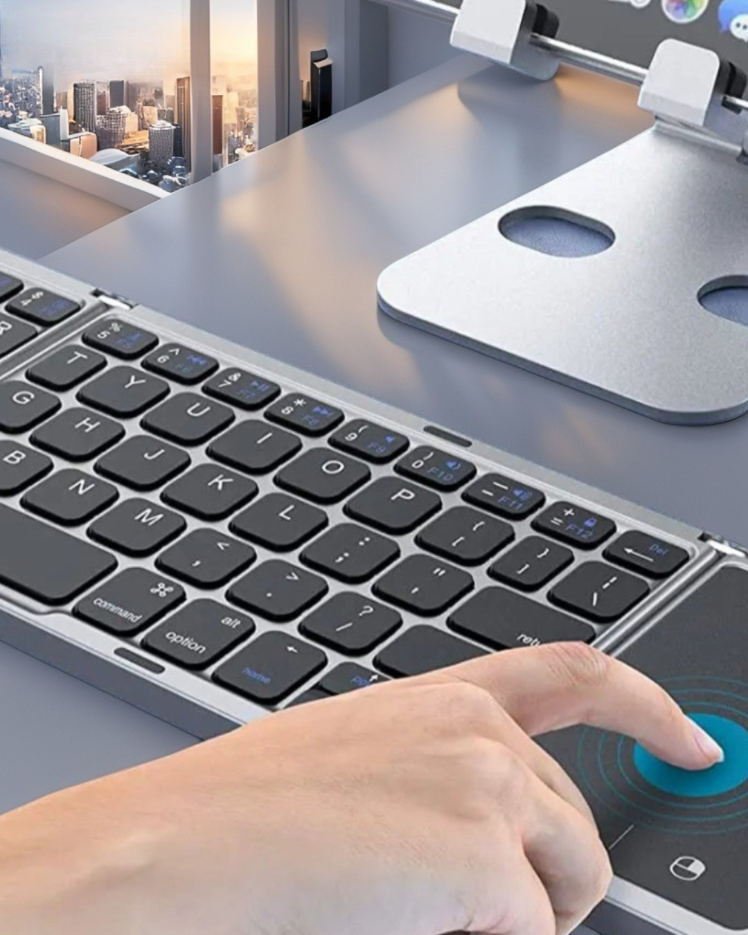 Seenda Foldable Wireless Bluetooth Keyboard Rechargeable Folding Portable Keyboards for PC Mac Smartphone Windows iOS Android