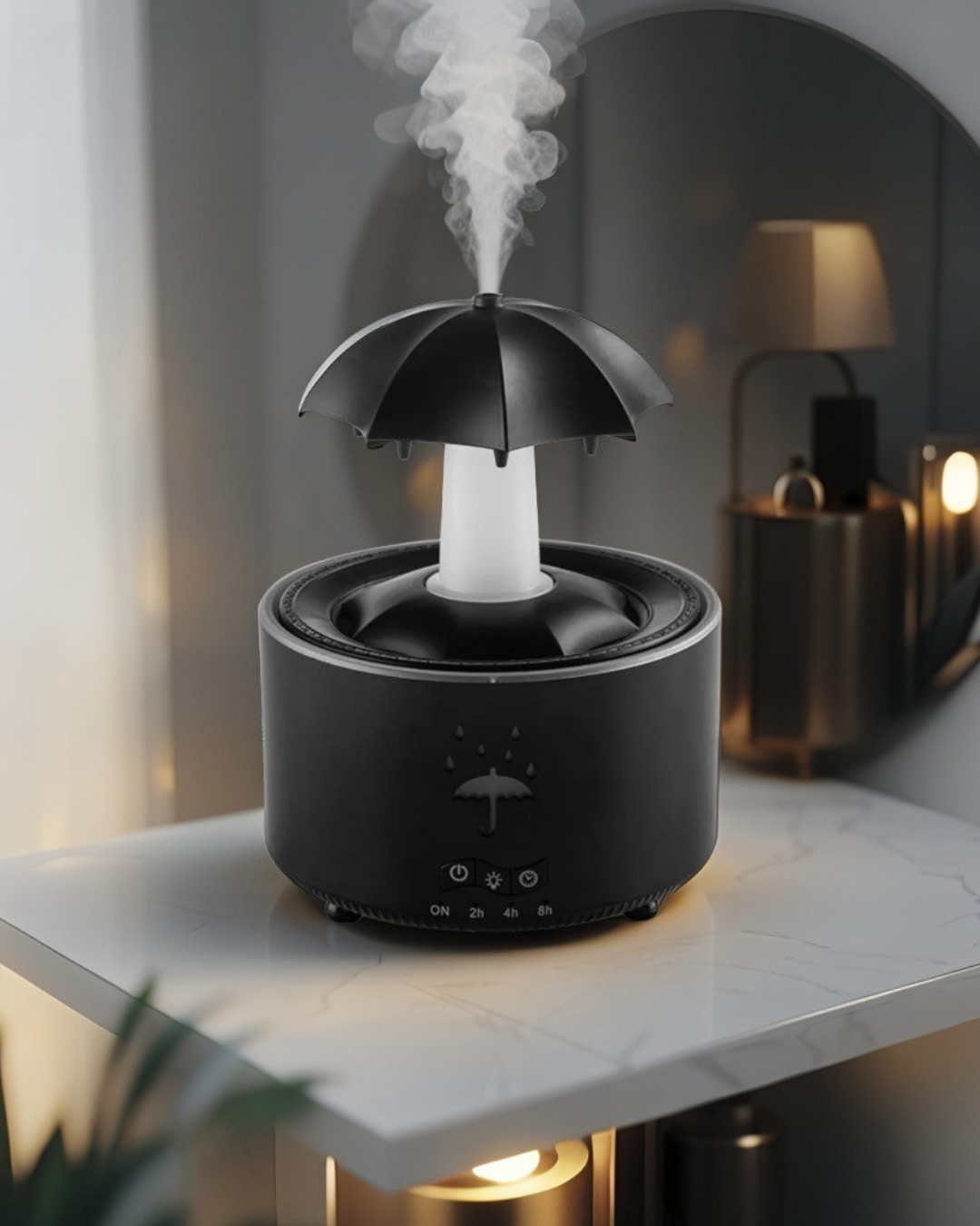 Rotating Umbrella Water Drop Air Humidifier with Colourful Night Lights Mute Spary Home Essential Oil Aroma Diffuser Humidifier