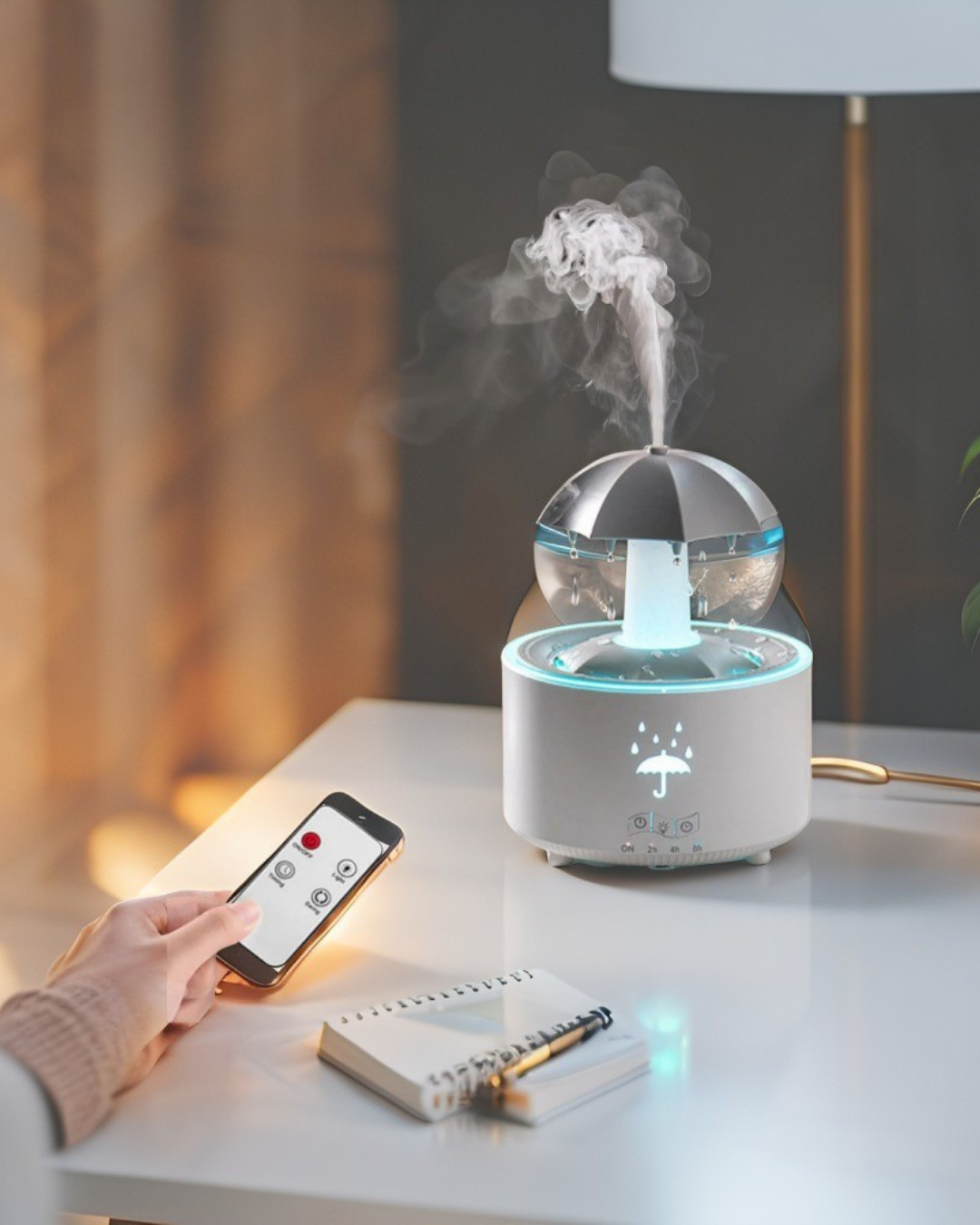 Rotating Umbrella Water Drop Air Humidifier with Colourful Night Lights Mute Spary Home Essential Oil Aroma Diffuser Humidifier