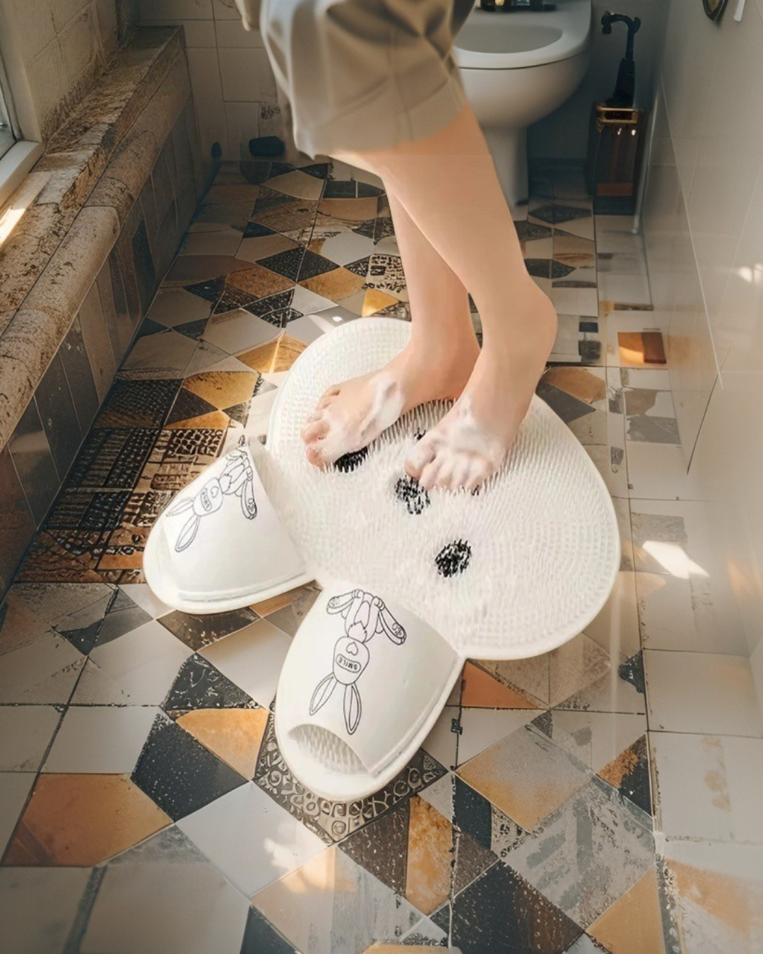 “Home Spa: 3-in-1 Silicone Massage Mat – Relaxation, Safety & Self-Care Every Shower!”
