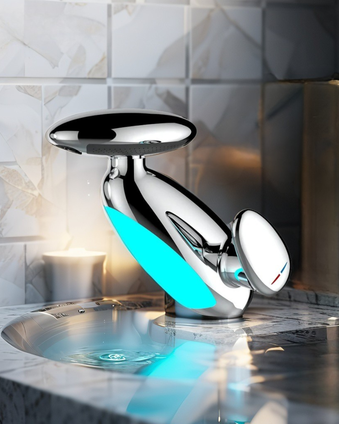 4-in-1 LED Pull-Down Bathroom Faucet, Solid Brass Retractable Kitchen Sink Mixer Tap with Hot/Cold Water & High-Pressure Spray