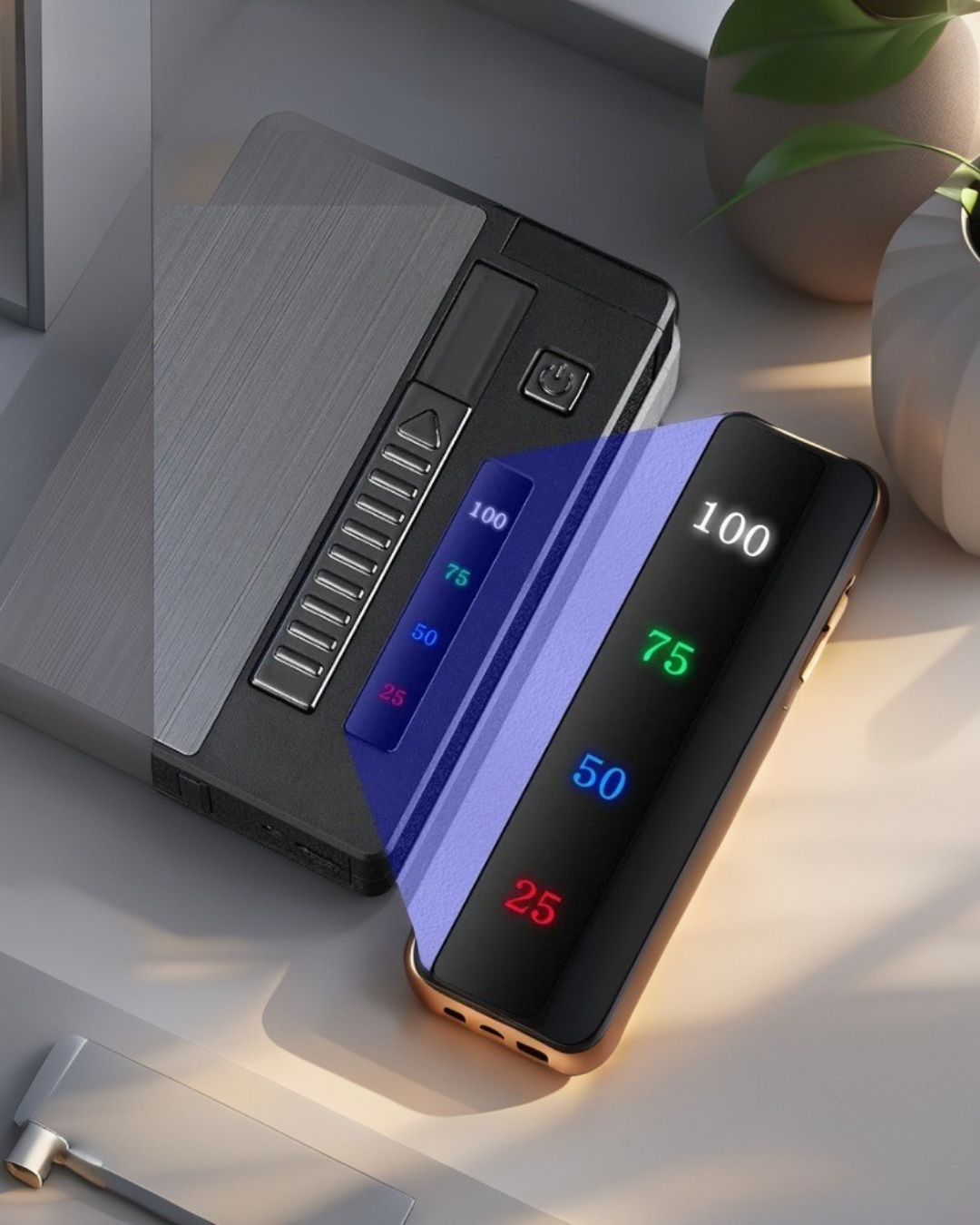 Double Arc Metal Cigarette Case Rechargeable Windproof Lighter Packs Full Pack of Cigarettes 20 PCS 10PCS Mens Gift