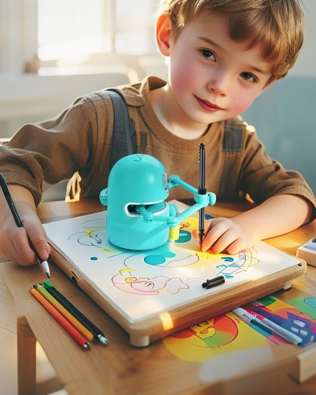 Kids Innovative Drawing Robot Technology Automatic Painting Learning Art Training Machine Intelligece Toys Quincy Robot Artist