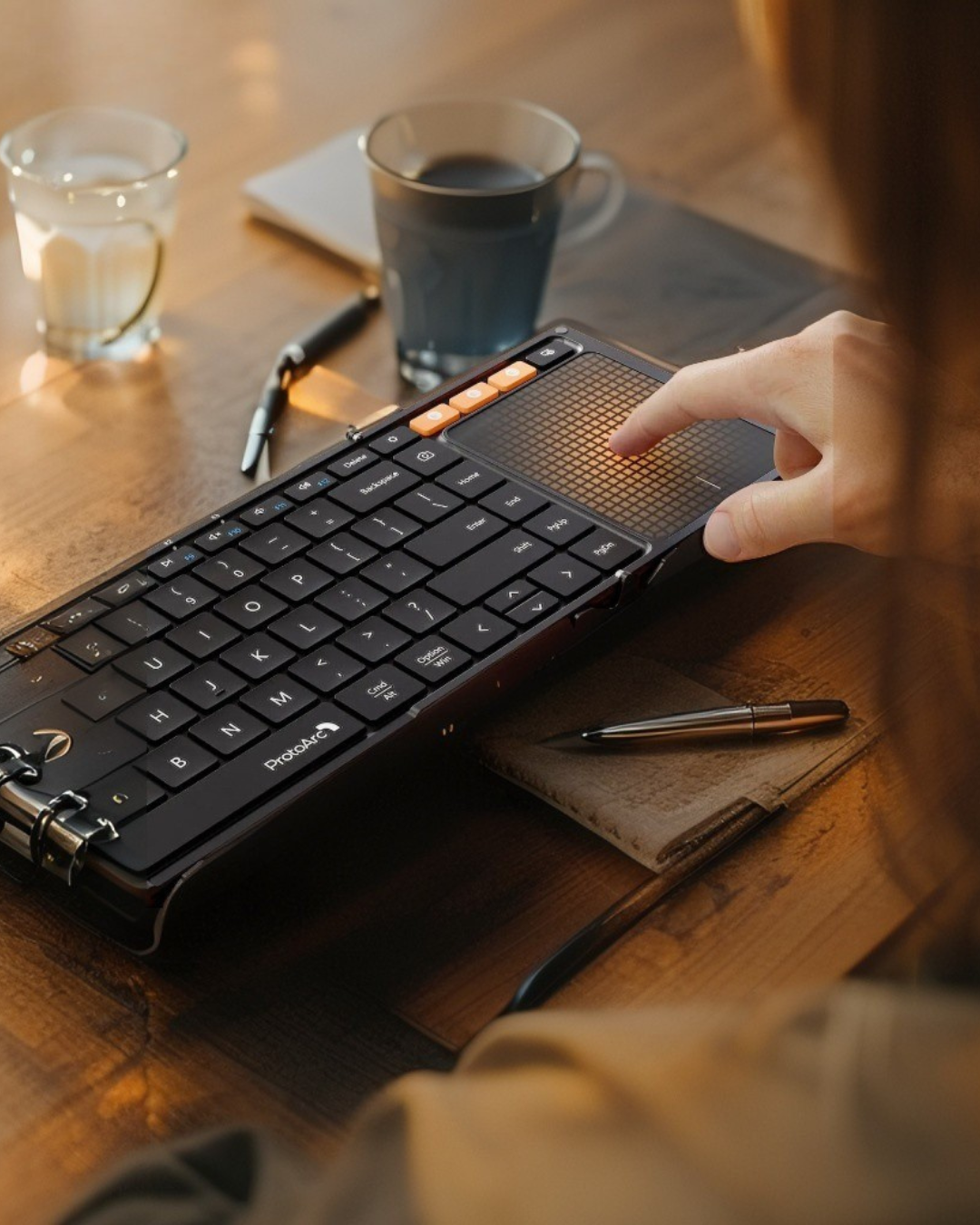 ProtoArc XK01 TP Foldable Keyboard with Touchpad Folding Bluetooth Travel Keyboards for iPad iPhone Laptop PC Tablets