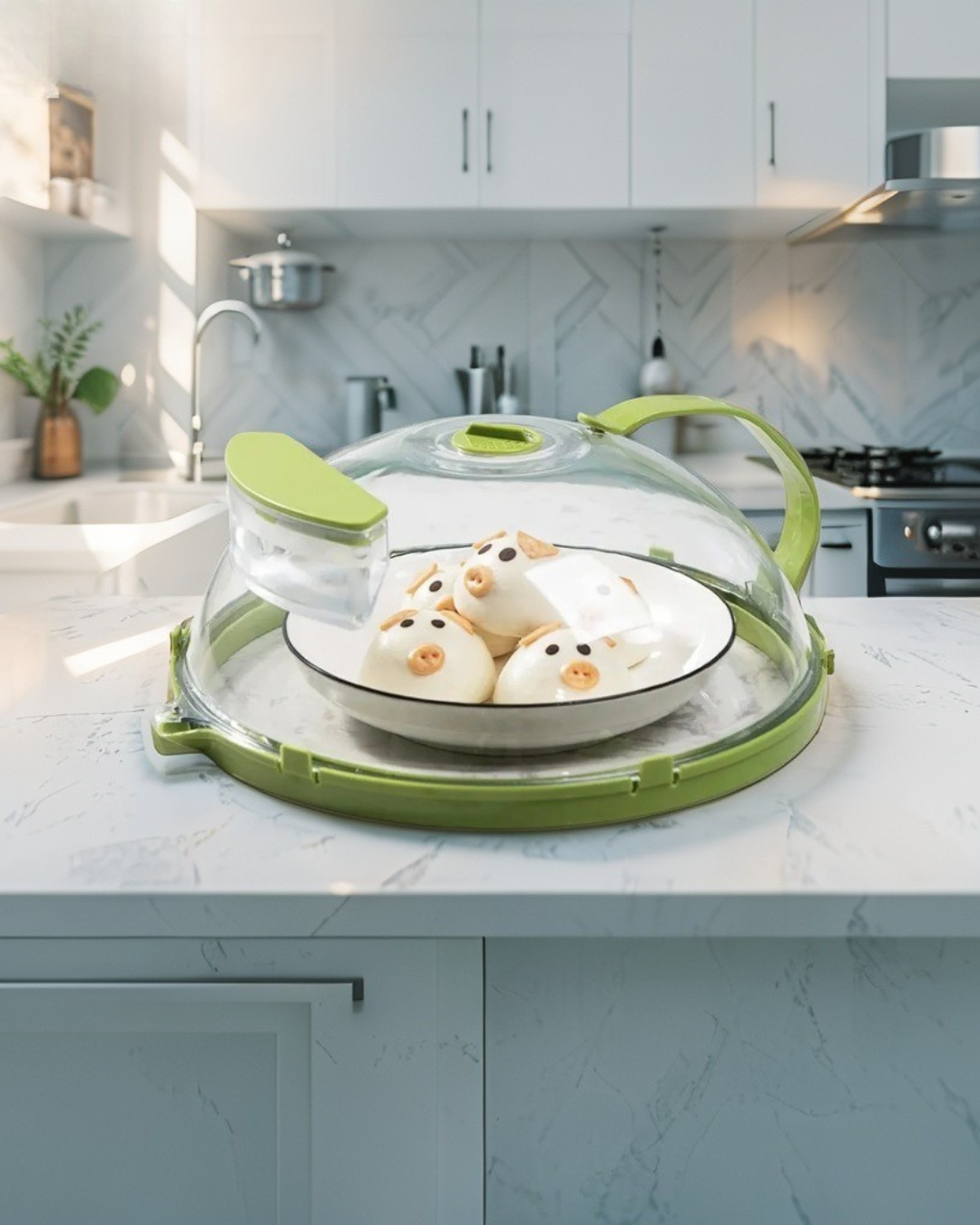 Microwave Cover for Food Clear Microwave Splatter Cover with Water Steamer and Handle 10 Inch Plate Covers Kitchen Gadgets