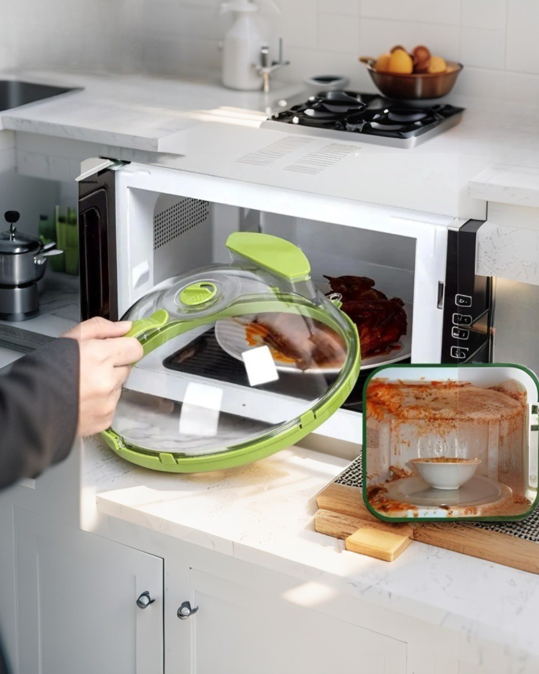 Microwave Cover for Food Clear Microwave Splatter Cover with Water Steamer and Handle 10 Inch Plate Covers Kitchen Gadgets