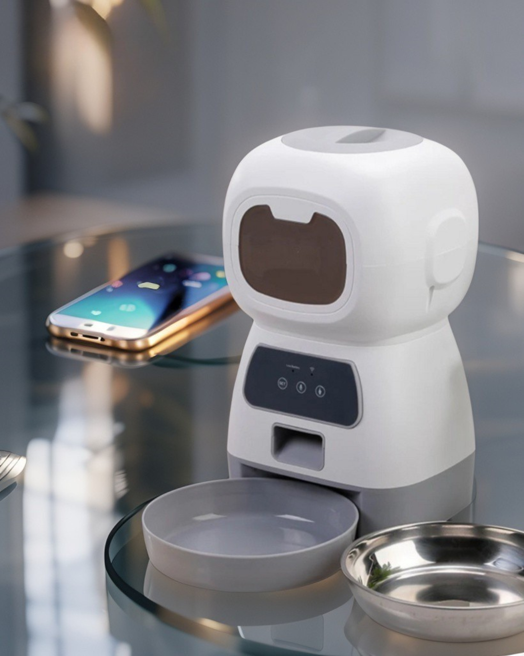 3.5L Total Control Over Your Pet's Feeding! Automatic Feeder With Wi-Fi & Voice Recorder.