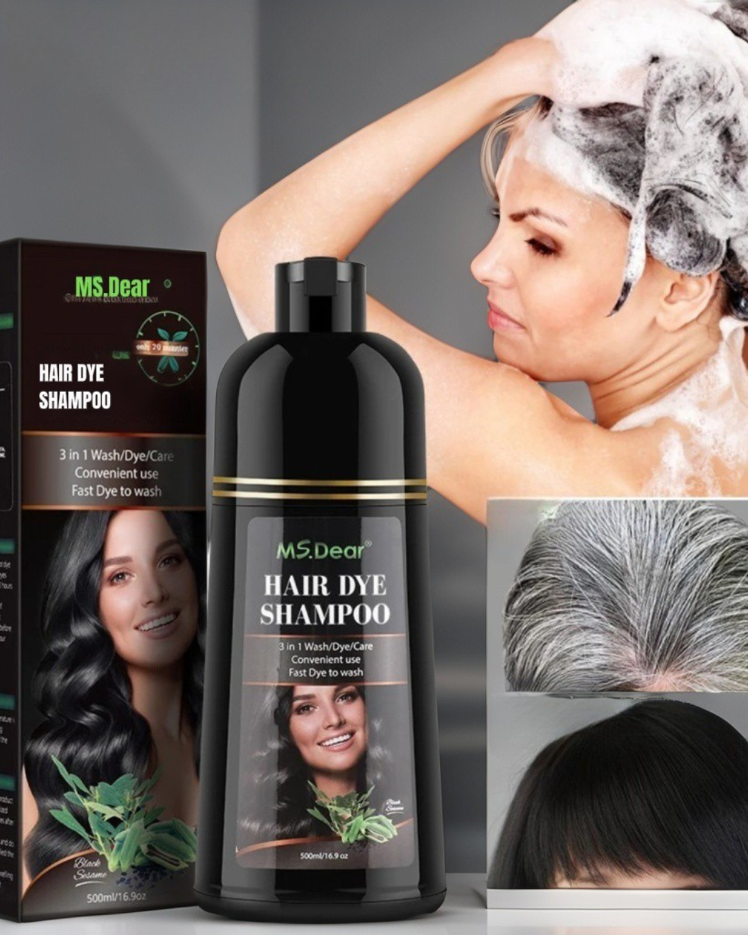 Say Goodbye To Grey Hair!-The Shampoo That Washes & Colours Instantly