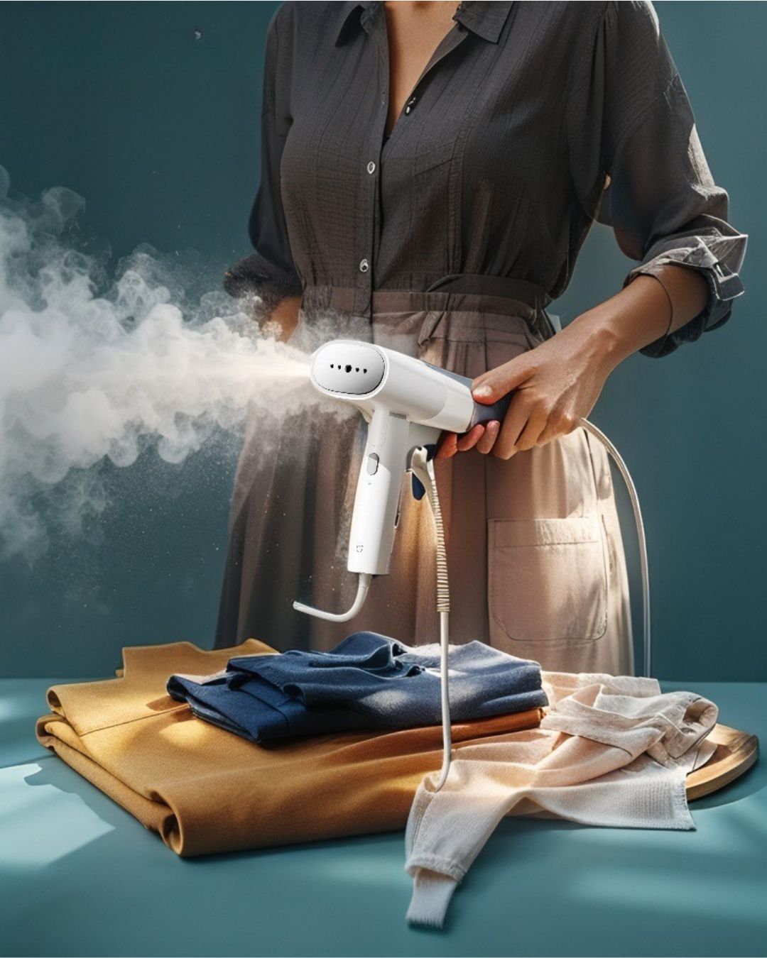 Défroisseur à vapeur portatif intelligent avec suspension électrique et élimination des acariens