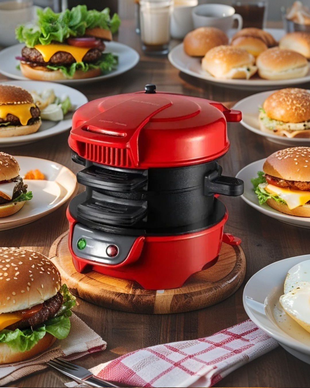 Household Breakfast Machine Portable Mini Hamburg Sandwich Muffin Bread Maker With Non Stick Egg Cooker Ring 220V Waffle Machine