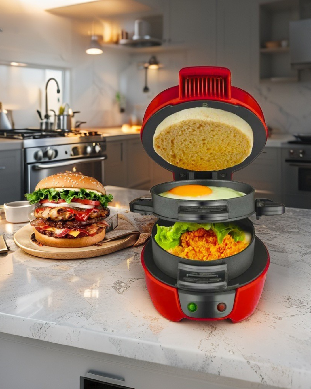 Household Breakfast Machine Portable Mini Hamburg Sandwich Muffin Bread Maker With Non Stick Egg Cooker Ring 220V Waffle Machine