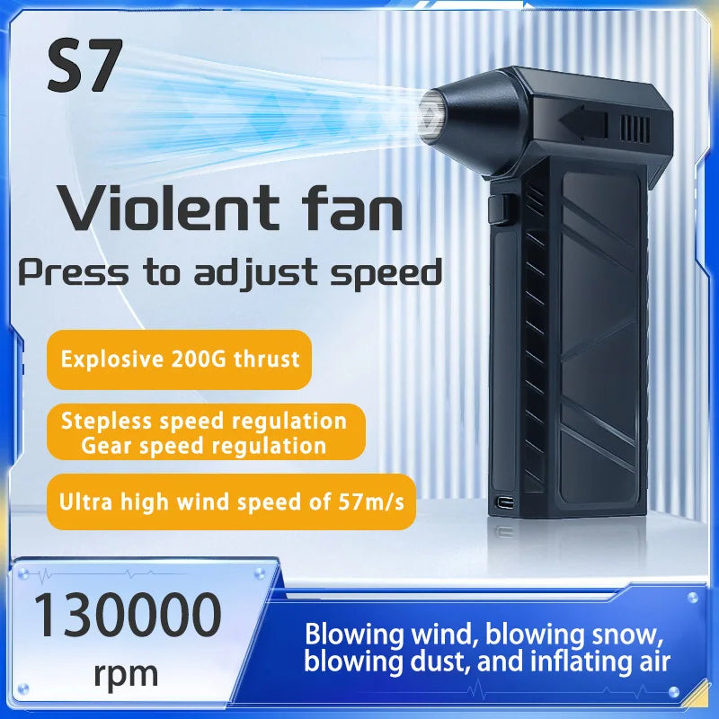 Turbo jet fan Violent Fan s7 Powerful Air Blower 200W High Power Duct Fan Mini Turbo Jet Fan 140000 RPM Strong Winds Turbo Fan mini turbo