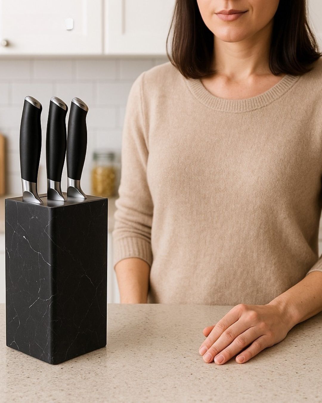 Plastics Knife Block Holder Free Inserting Kitchen Storage Stand Black White Chef Knife Rack With Bristles Table Organizer Tool