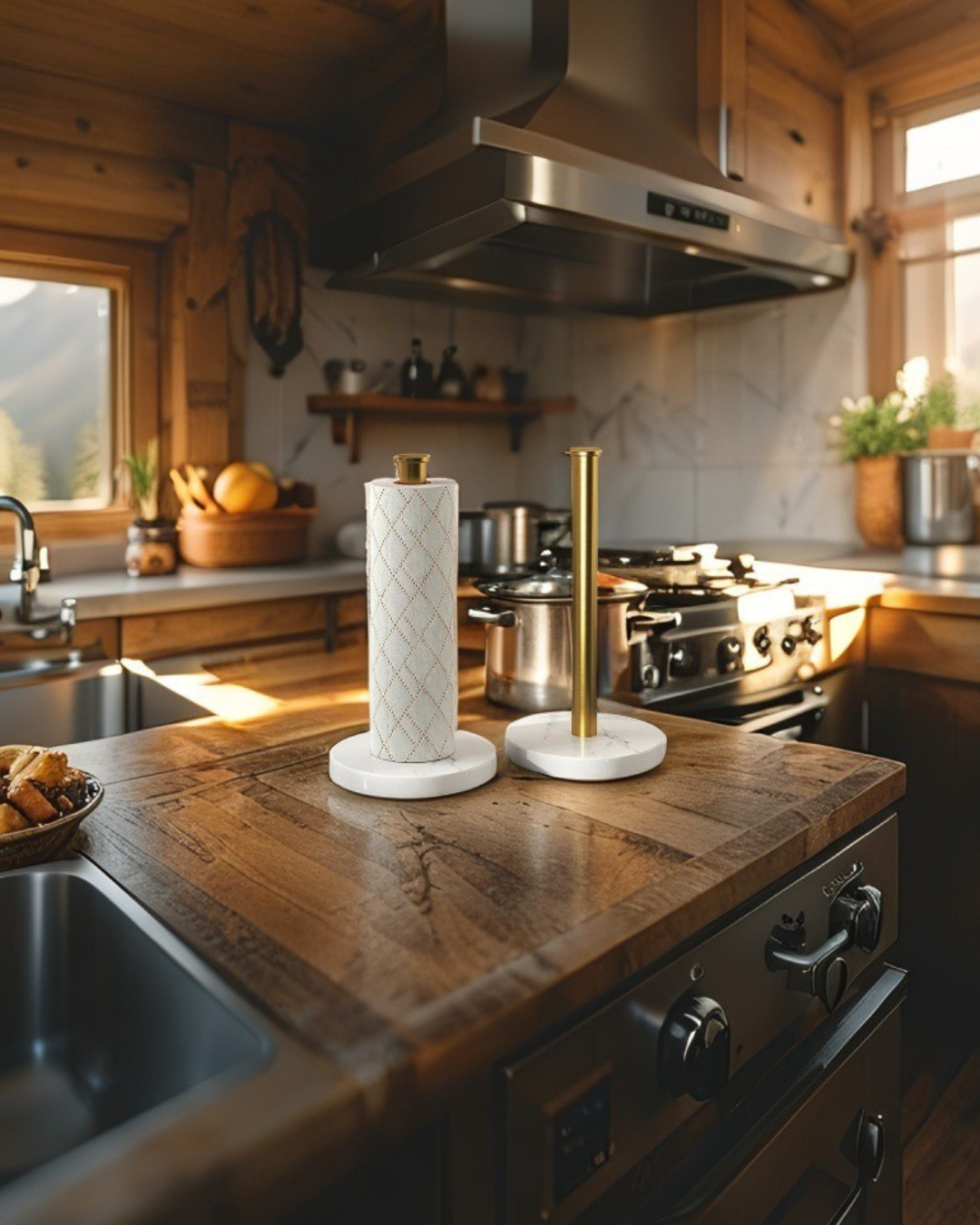 MarbleFlow: Elegant Vertical Paper Towel Holder for Modern Kitchens
