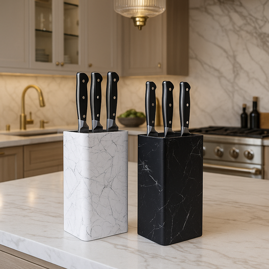 Plastics Knife Block Holder Free Inserting Kitchen Storage Stand Black White Chef Knife Rack With Bristles Table Organizer Tool