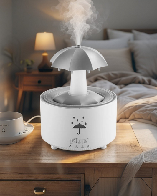 Rotating Umbrella Water Drop Air Humidifier with Colourful Night Lights Mute Spary Home Essential Oil Aroma Diffuser Humidifier