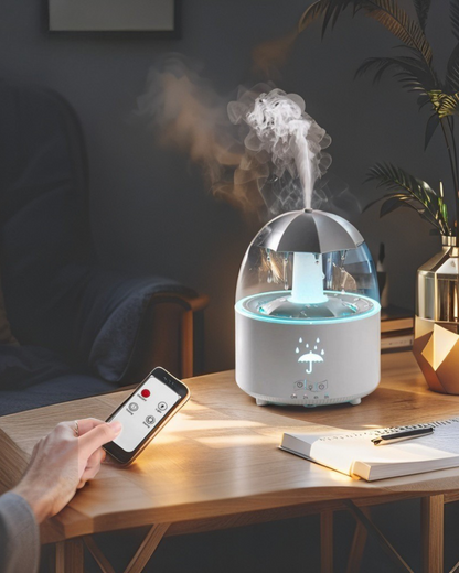 Rotating Umbrella Water Drop Air Humidifier with Colourful Night Lights Mute Spary Home Essential Oil Aroma Diffuser Humidifier