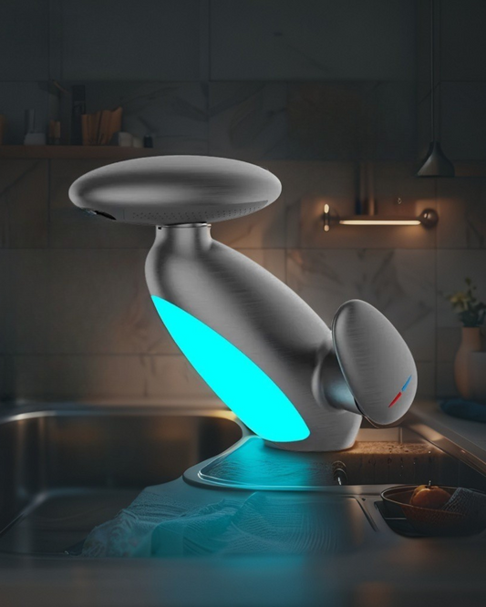 4-in-1 LED Pull-Down Bathroom Faucet, Solid Brass Retractable Kitchen Sink Mixer Tap with Hot/Cold Water & High-Pressure Spray