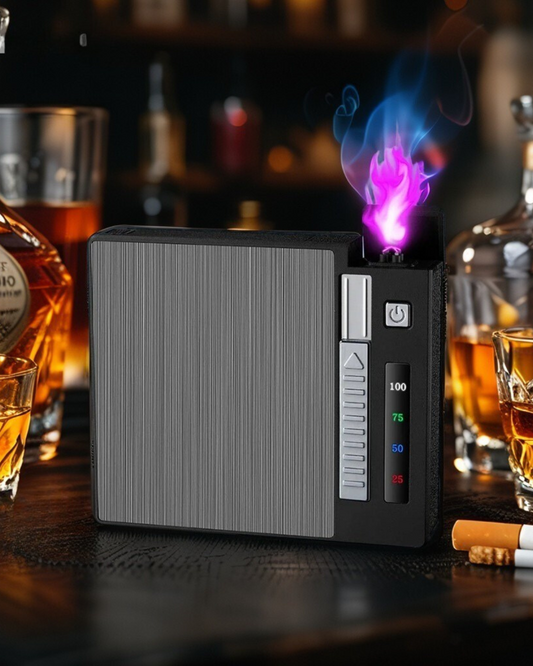 Double Arc Metal Cigarette Case Rechargeable Windproof Lighter Packs Full Pack of Cigarettes 20 PCS 10PCS  Mens Gift