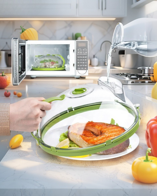 Microwave Cover for Food Clear Microwave Splatter Cover with Water Steamer and Handle 10 Inch Plate Covers Kitchen Gadgets