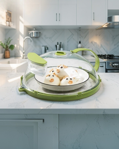Microwave Cover for Food Clear Microwave Splatter Cover with Water Steamer and Handle 10 Inch Plate Covers Kitchen Gadgets