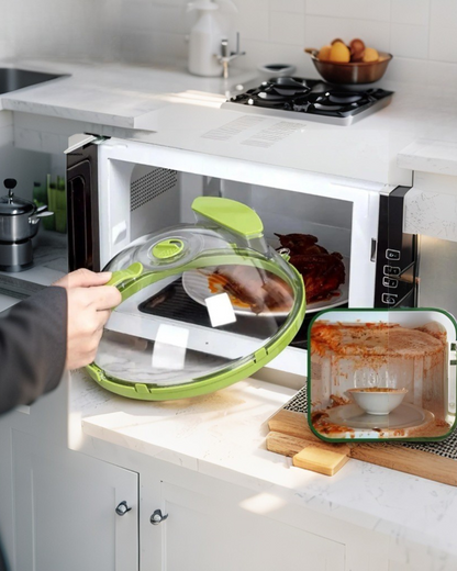 Microwave Cover for Food Clear Microwave Splatter Cover with Water Steamer and Handle 10 Inch Plate Covers Kitchen Gadgets