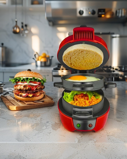 Household Breakfast Machine Portable Mini Hamburg Sandwich Muffin Bread Maker With Non Stick Egg Cooker Ring 220V Waffle Machine
