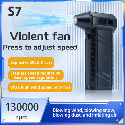 Turbo jet fan Violent Fan s7 Powerful Air Blower 200W High Power Duct Fan Mini Turbo Jet Fan 140000 RPM Strong Winds Turbo Fan mini turbo