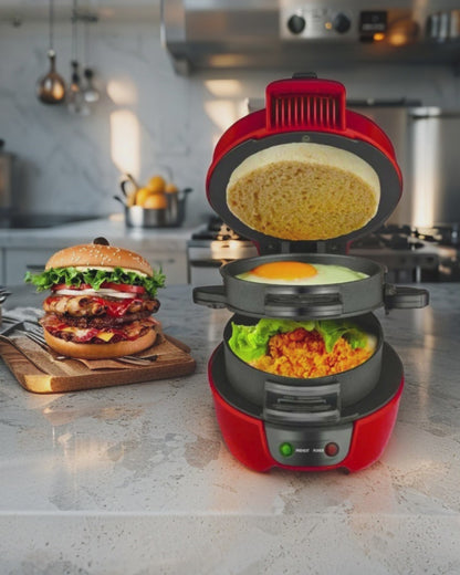 Household Breakfast Machine Portable Mini Hamburg Sandwich Muffin Bread Maker With Non Stick Egg Cooker Ring 220V Waffle Machine