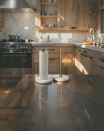 MarbleFlow: Elegant Vertical Paper Towel Holder for Modern Kitchens